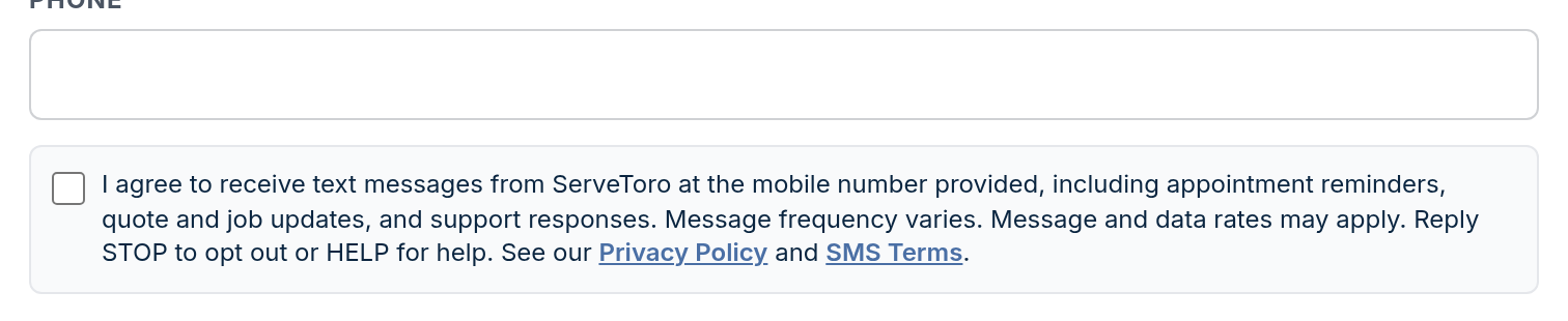 3. User / technician profiles (Employees) — desktop view showing the unchecked SMS consent checkbox