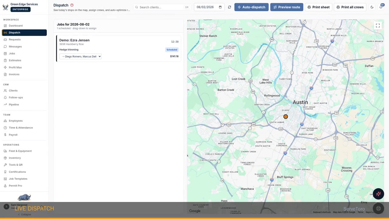 Live dispatch board